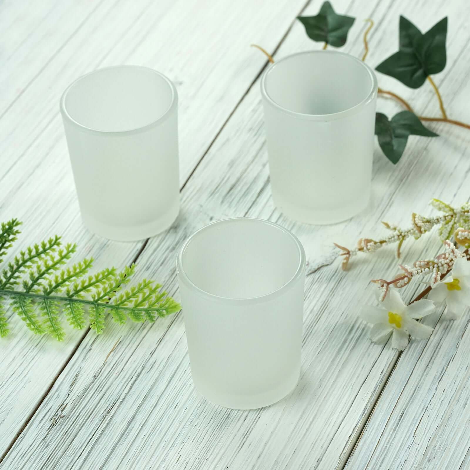 12-Pack Glass Votive Candle Holders Frosted - Tealight Holder Set for Weddings and Events 2.5"