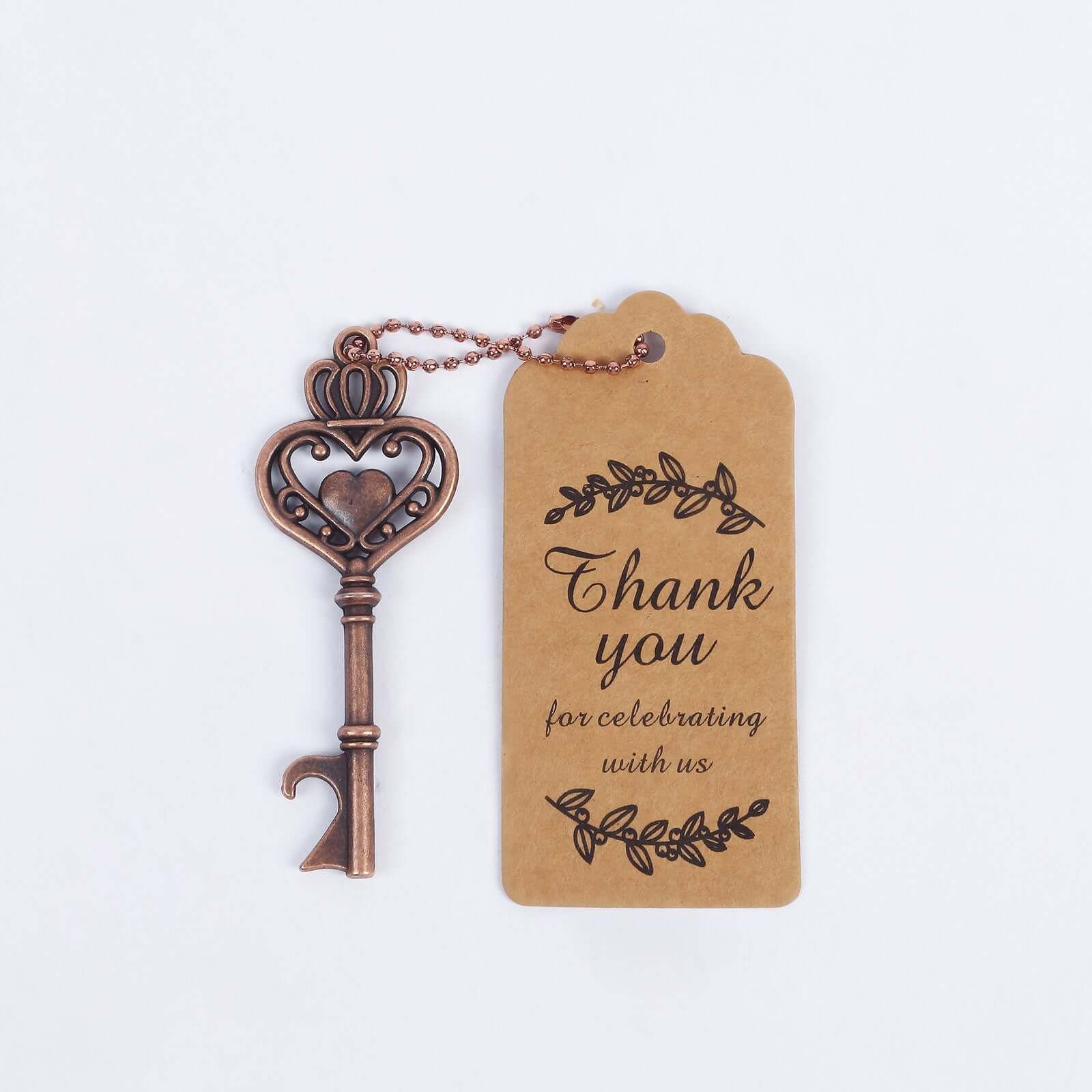 10 Pack Antique Gold Skeleton Key Bottle Opener Party Favors Wedding Souvenirs, Vintage Wedding Bridal Shower Favors With Tag Card & Chain