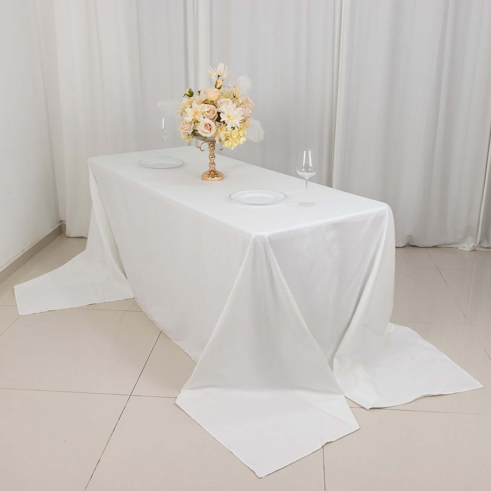 100% Cotton 90"x156" Rectangle Tablecloth White Linen - Seamless, Soft & Breathable Table Cover