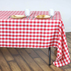 Polyester 60"x126" Rectangle Tablecloth White/Red - Buffalo Plaid Checkered Table Cover
