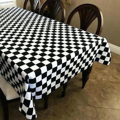 54"x10 Yards Black White Checkered Satin Fabric Bolt, DIY Craft Fabric Roll