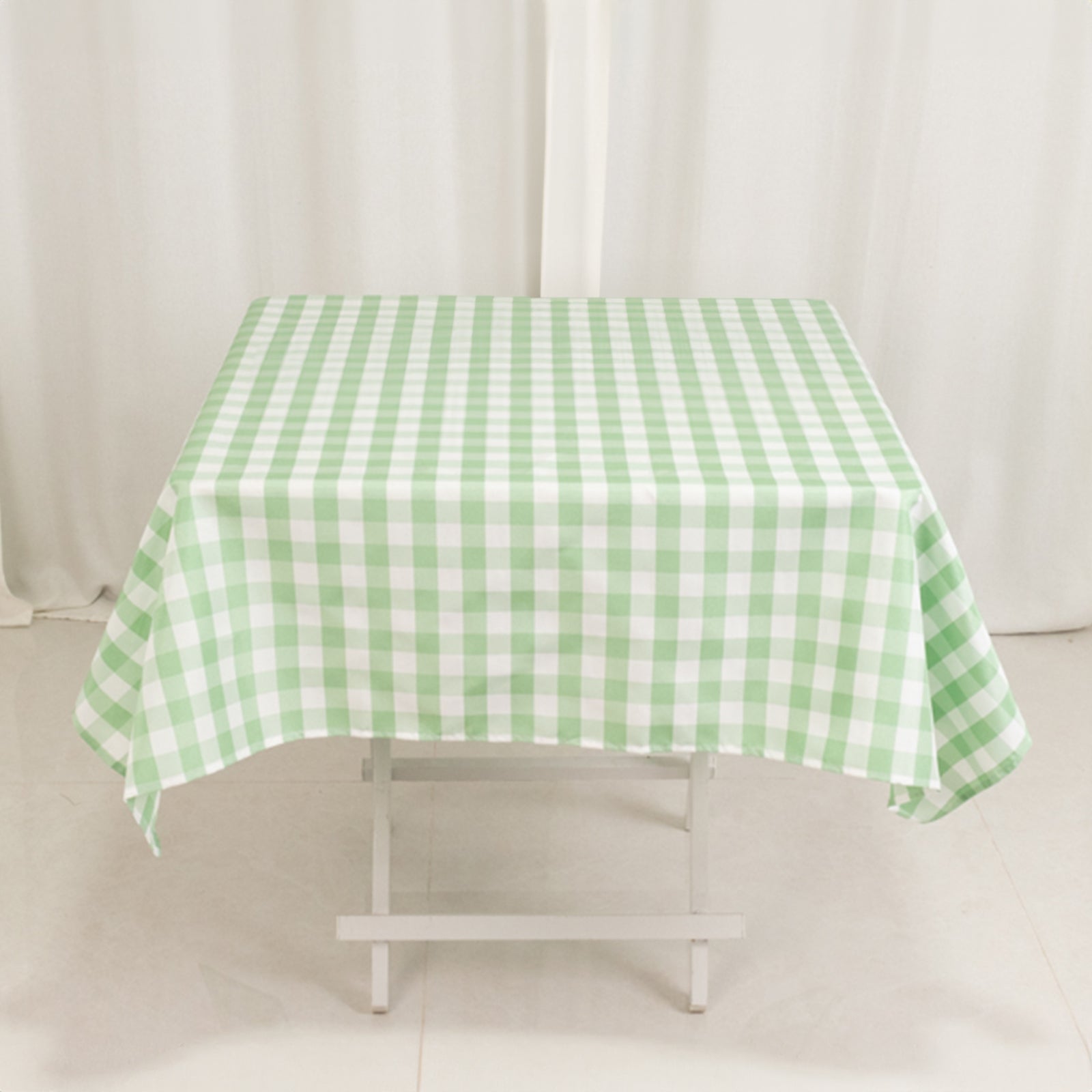 Polyester 54"x54" Square Tablecloth White/Sage Green - Checkered Buffalo Plaid Design for Casual Table Settings