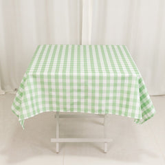 Polyester 54"x54" Square Tablecloth White/Sage Green - Checkered Buffalo Plaid Design for Casual Table Settings