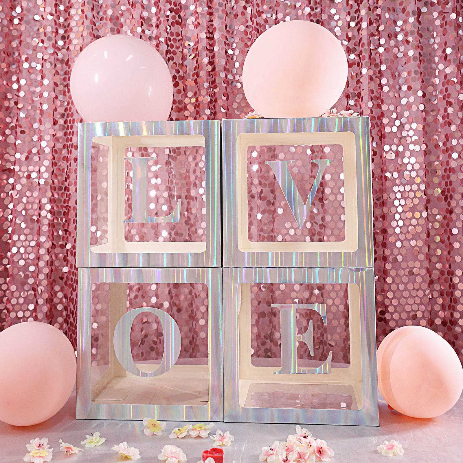 4 Pack 5" Iridescent Alphabet Stickers Banner, Customizable Stick on Letters - H