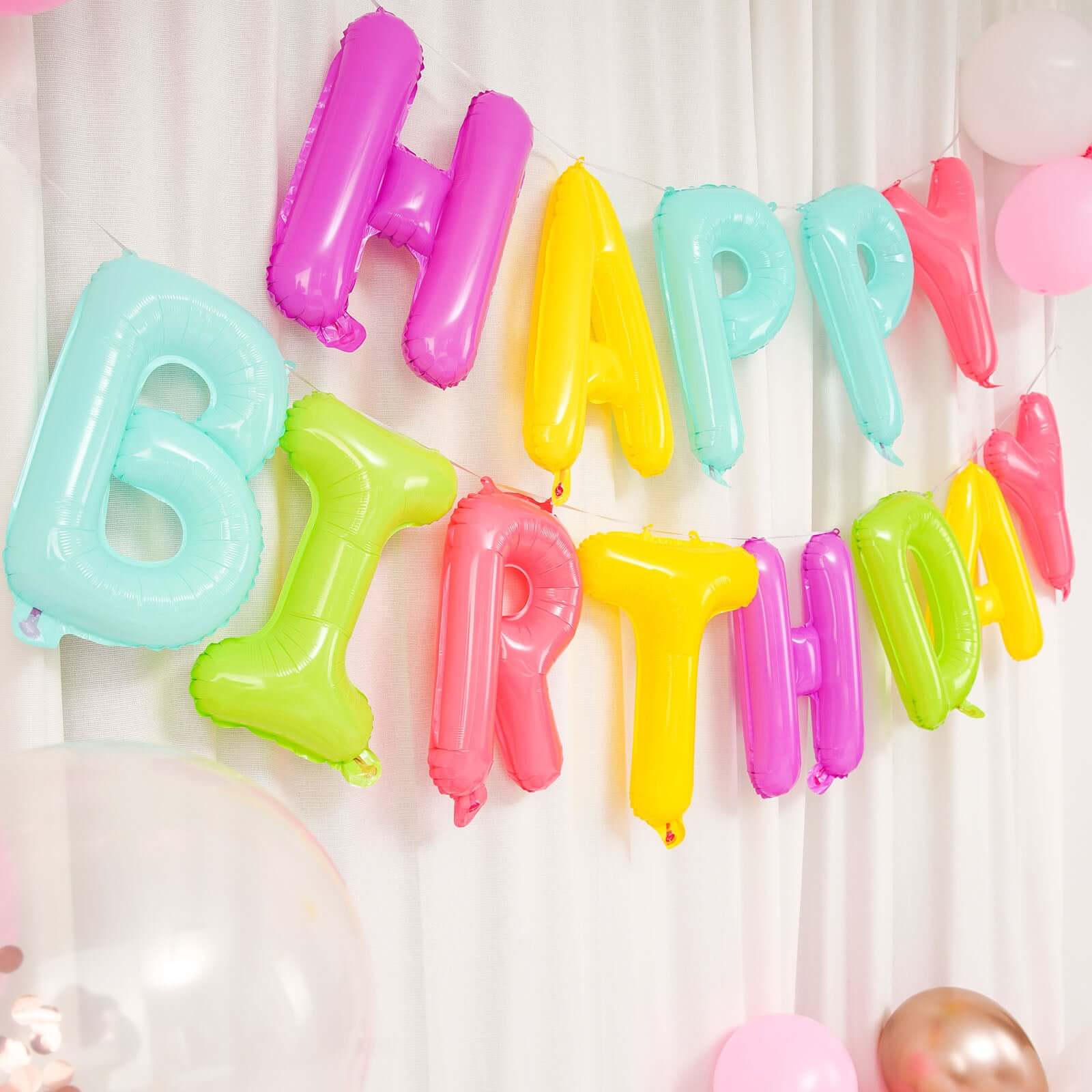13" Ready-To-Use Colorful "Happy Birthday" Mylar Foil Balloon Banner