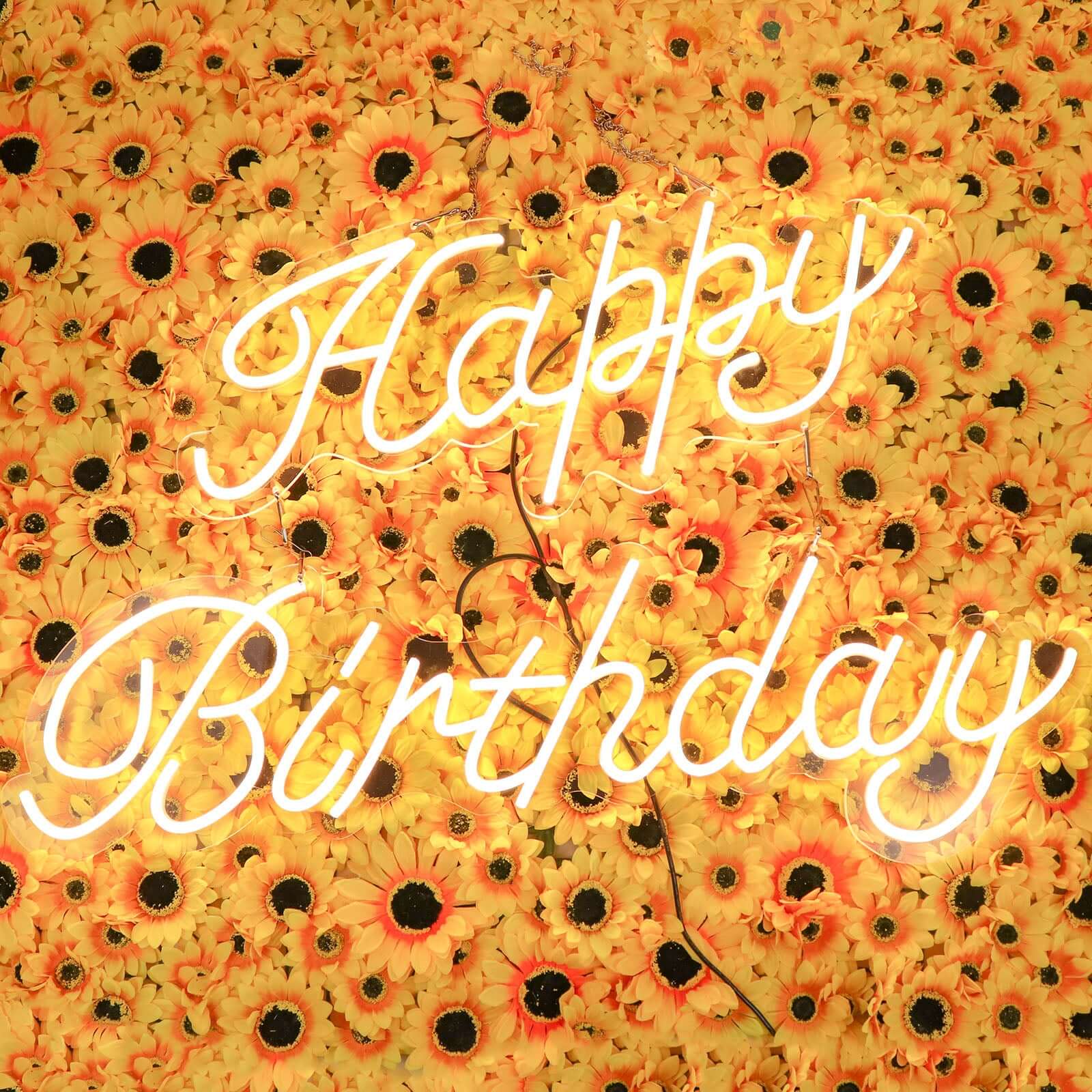 32" Happy Birthday Neon Light Sign, LED Reusable Wall Décor Lights With 5ft Hanging Chain
