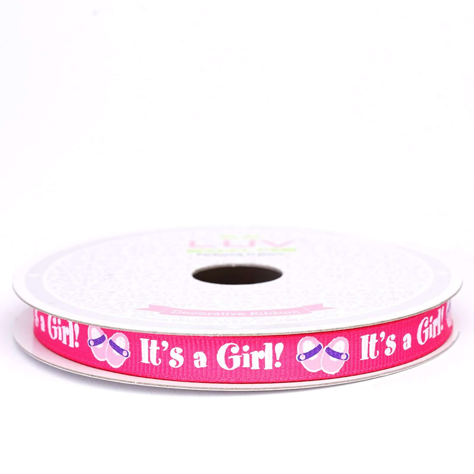 10 Yards 3/8" Pink Printed Grosgrain Ribbon - Clearance SALE