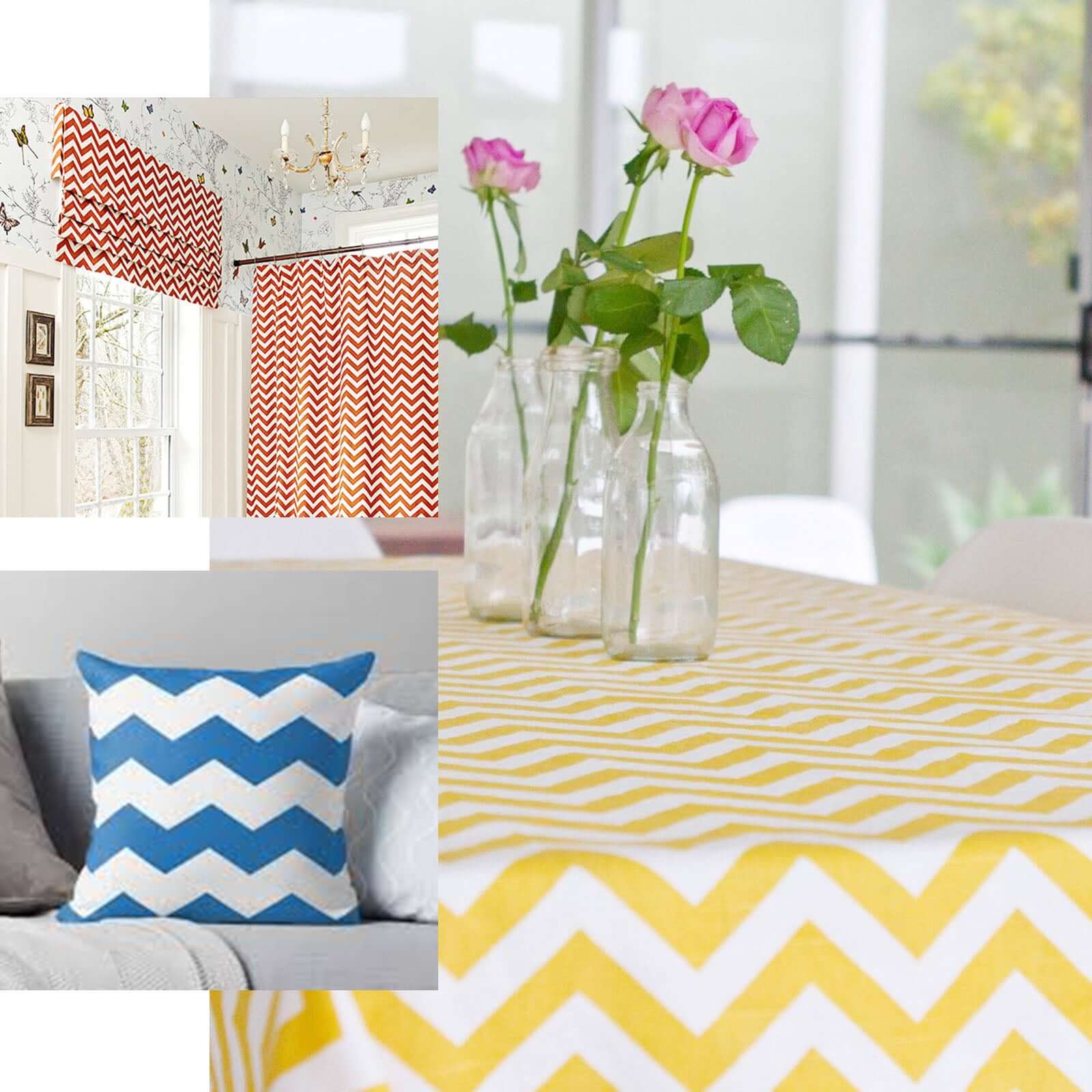 54"x10 Yards Royal Blue White Chevron Print Satin Fabric Roll, Zig Zag DIY Craft Fabric Bolt