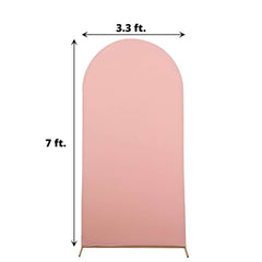 7ft Matte Dusty Rose Spandex Fitted Chiara Backdrop Stand Cover For Round Top Wedding Arch