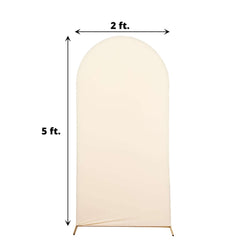 5ft Matte Beige Spandex Fitted Chiara Backdrop Stand Cover For Round Top Wedding Arch
