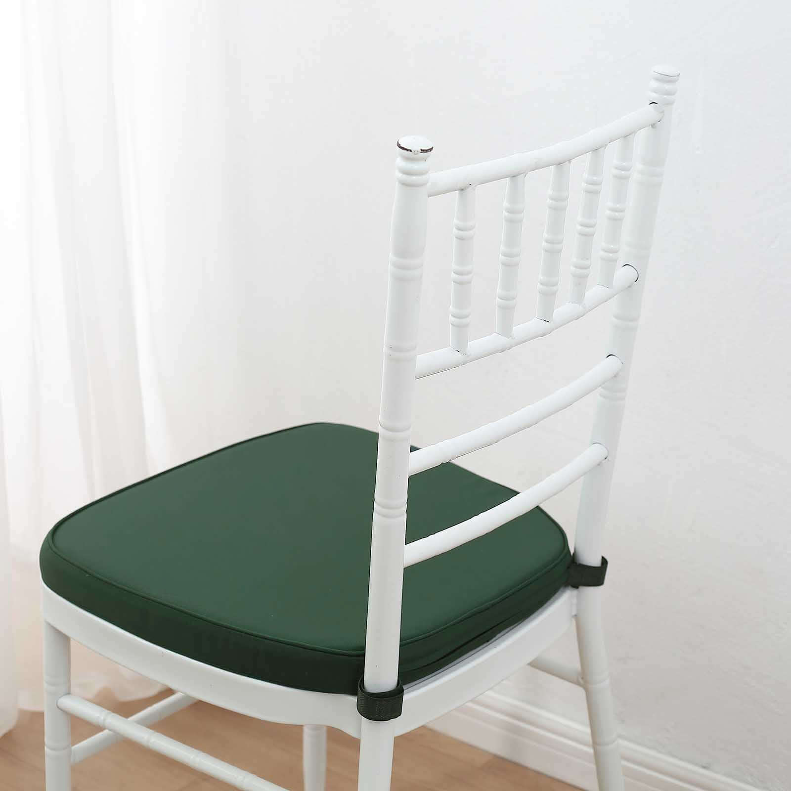 Chiavari Chair Cushion with 1.5" Thick Memory Foam and Ties Hunter Emerald Green - Stylish Removable Cover for Comfort
