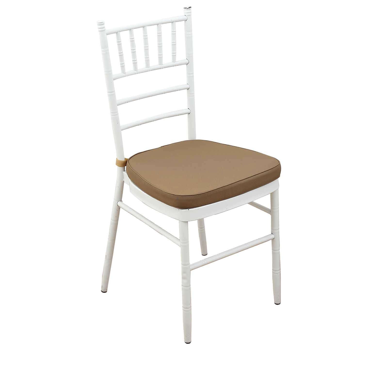 Chiavari Chair Cushion with 1.5" Thick Memory Foam and Ties Taupe - Stylish Removable Cover for Comfort