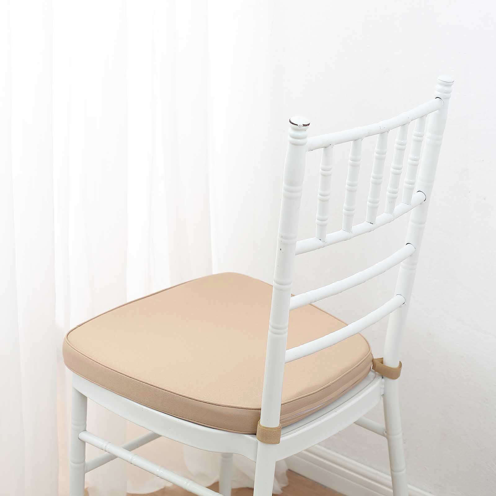 Chiavari Chair Cushion with 1.5" Thick Memory Foam and Ties Nude - Stylish Removable Cover for Comfort