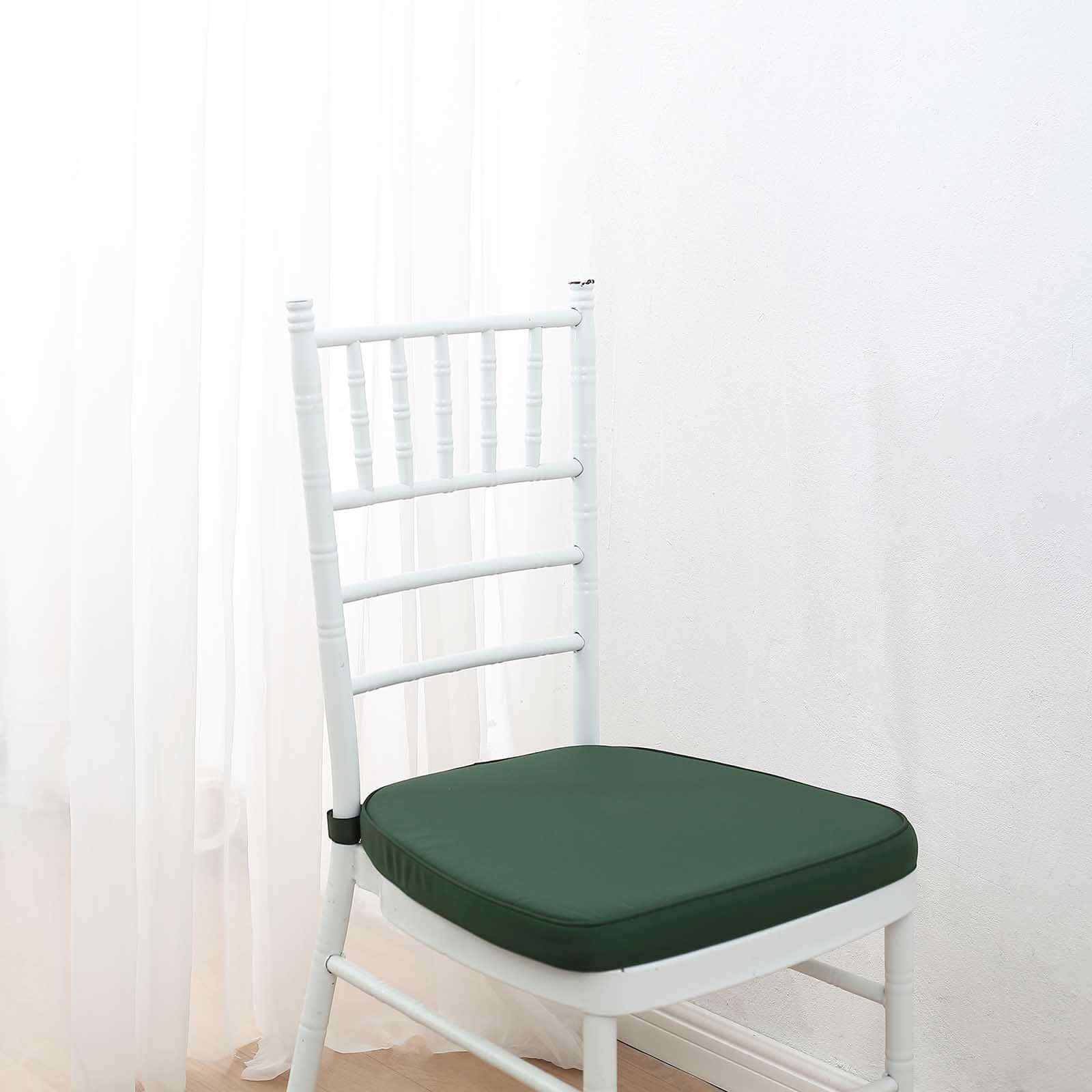 Chiavari Chair Cushion with 1.5" Thick Memory Foam and Ties Hunter Emerald Green - Stylish Removable Cover for Comfort