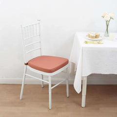 Chiavari Chair Cushion with 1.5" Thick Memory Foam and Ties Terracotta (Rust) - Stylish Removable Cover for Comfort
