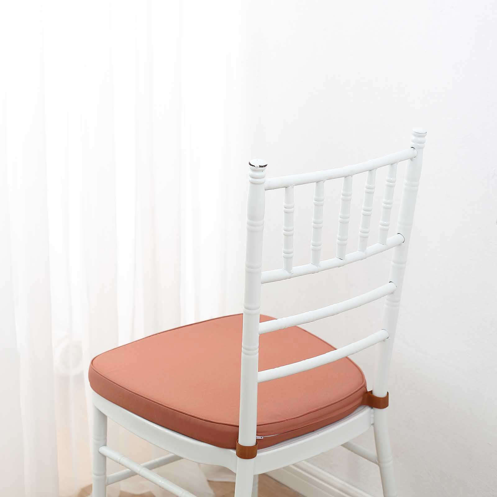Chiavari Chair Cushion with 1.5" Thick Memory Foam and Ties Terracotta (Rust) - Stylish Removable Cover for Comfort