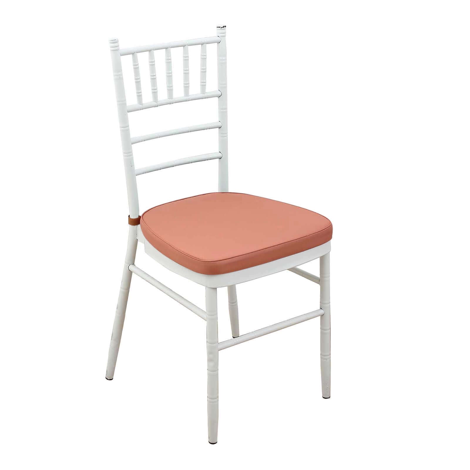 Chiavari Chair Cushion with 1.5" Thick Memory Foam and Ties Terracotta (Rust) - Stylish Removable Cover for Comfort