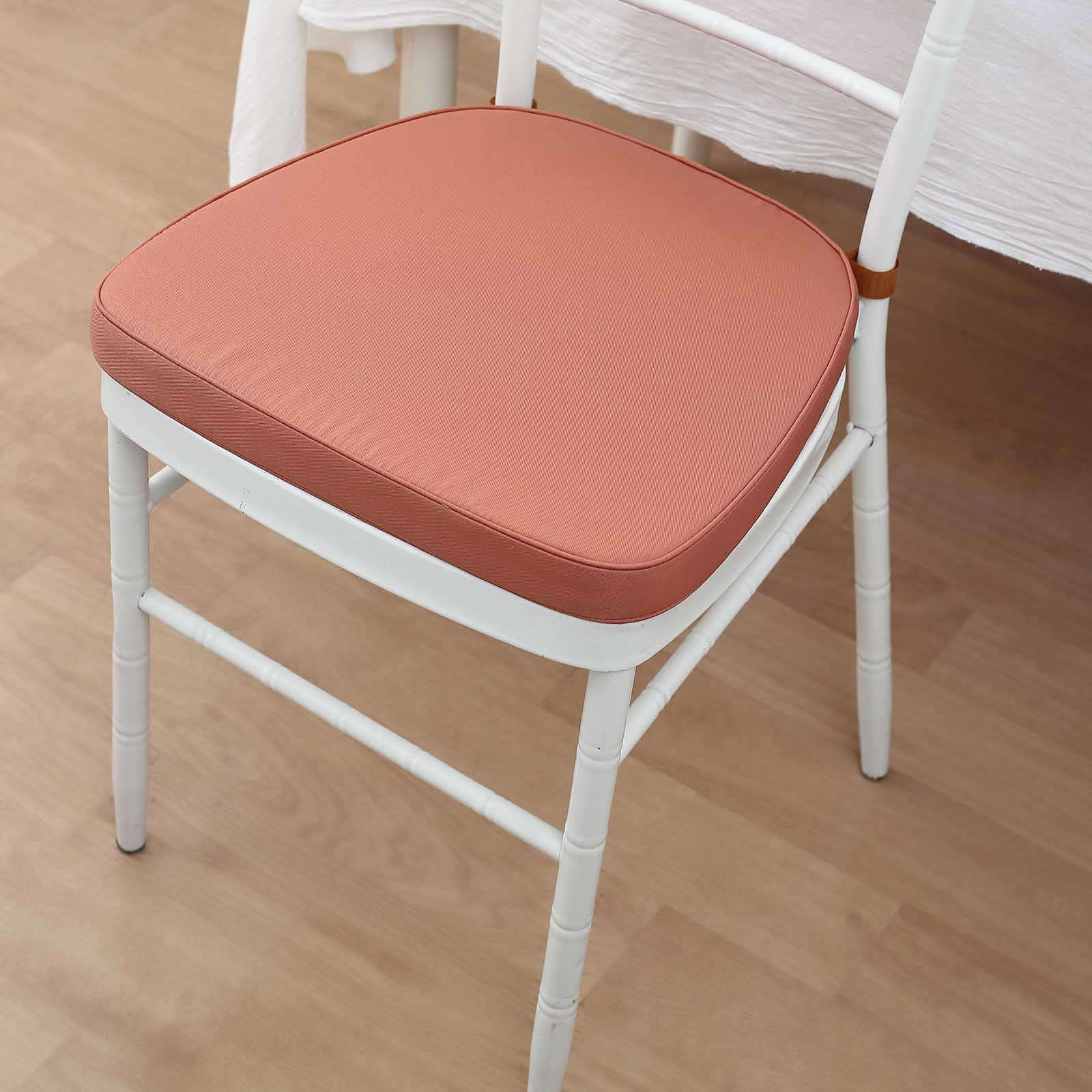 Chiavari Chair Cushion with 1.5" Thick Memory Foam and Ties Terracotta (Rust) - Stylish Removable Cover for Comfort