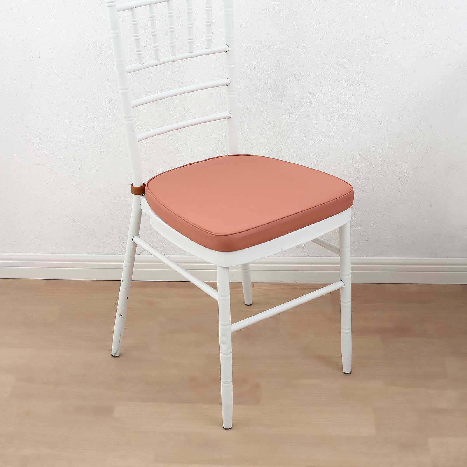 Chiavari Chair Cushion with 1.5" Thick Memory Foam and Ties Terracotta (Rust) - Stylish Removable Cover for Comfort