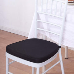 Chiavari Chair Cushion with 1.5" Thick Memory Foam and Ties Black - Stylish Removable Cover for Comfort