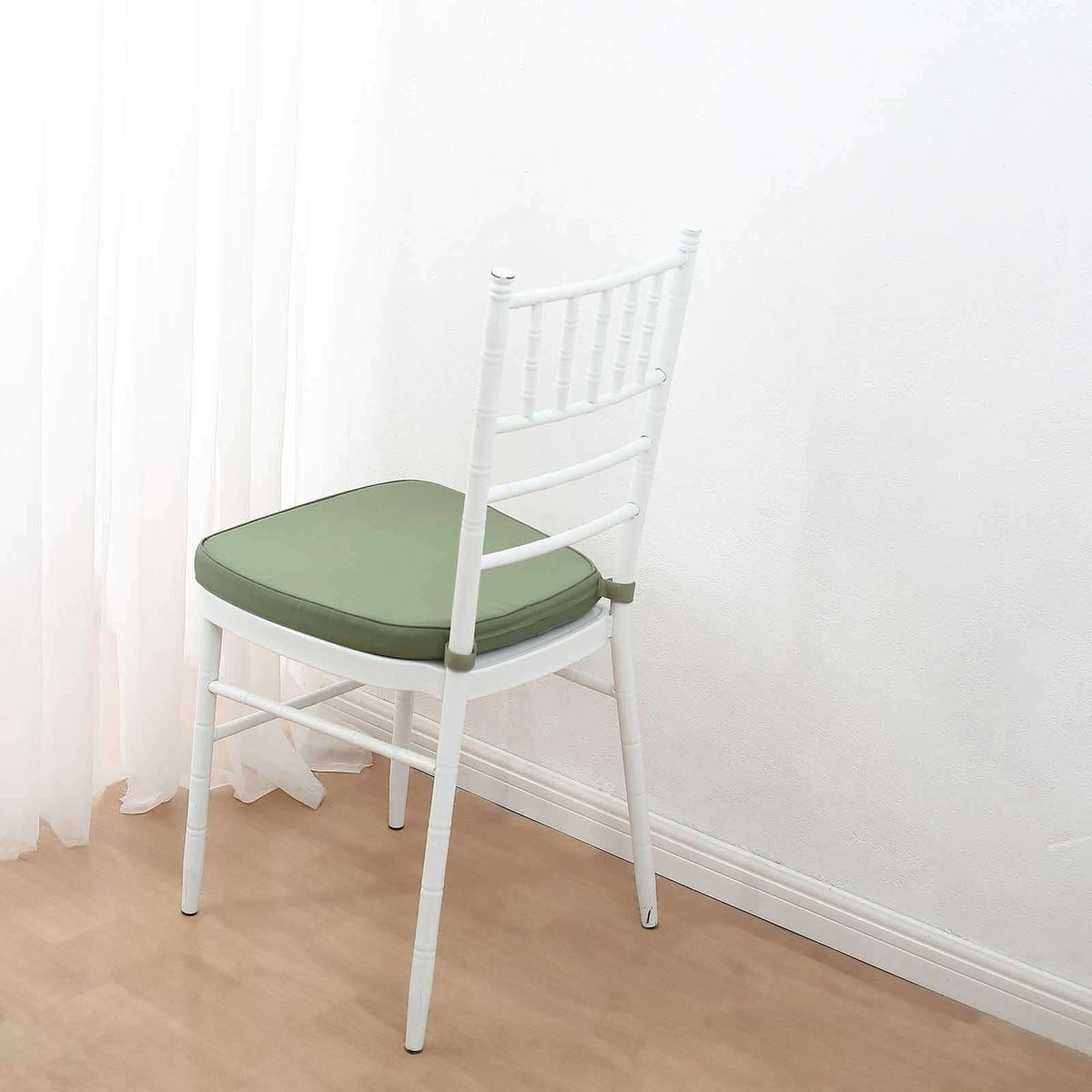 Chiavari Chair Cushion with 1.5" Thick Memory Foam and Ties Dusty Sage Green - Stylish Removable Cover for Comfort