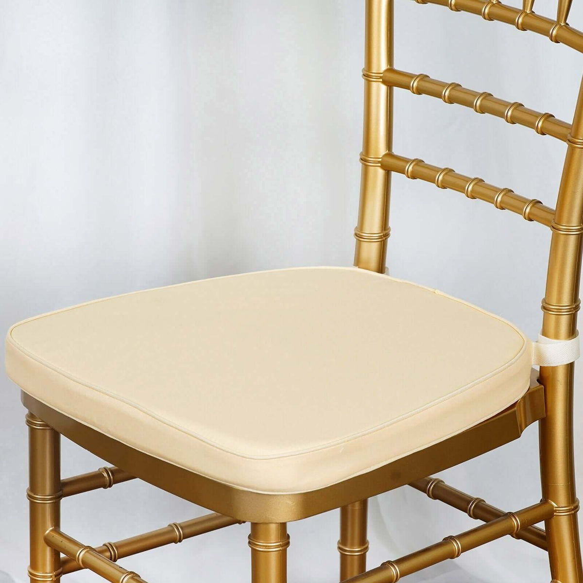 Chiavari Chair Cushion with 1.5" Thick Memory Foam and Ties Ivory - Stylish Removable Cover for Comfort