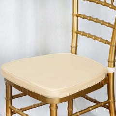 Chiavari Chair Cushion with 1.5" Thick Memory Foam and Ties Ivory - Stylish Removable Cover for Comfort