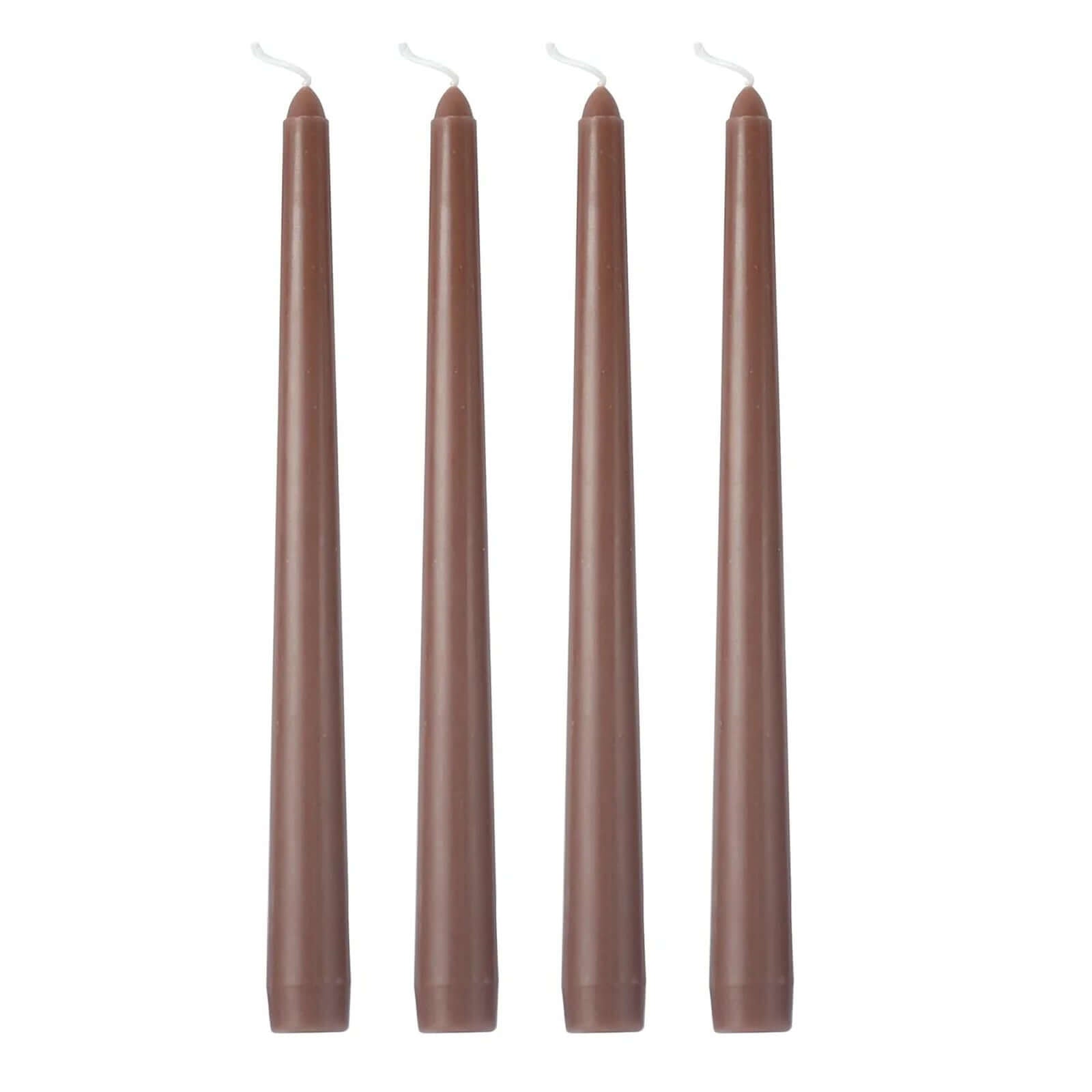 12-Pack Taper Candles Premium Wax Design Mocha Brown - Unscented Candles for Upscale Settings 10"