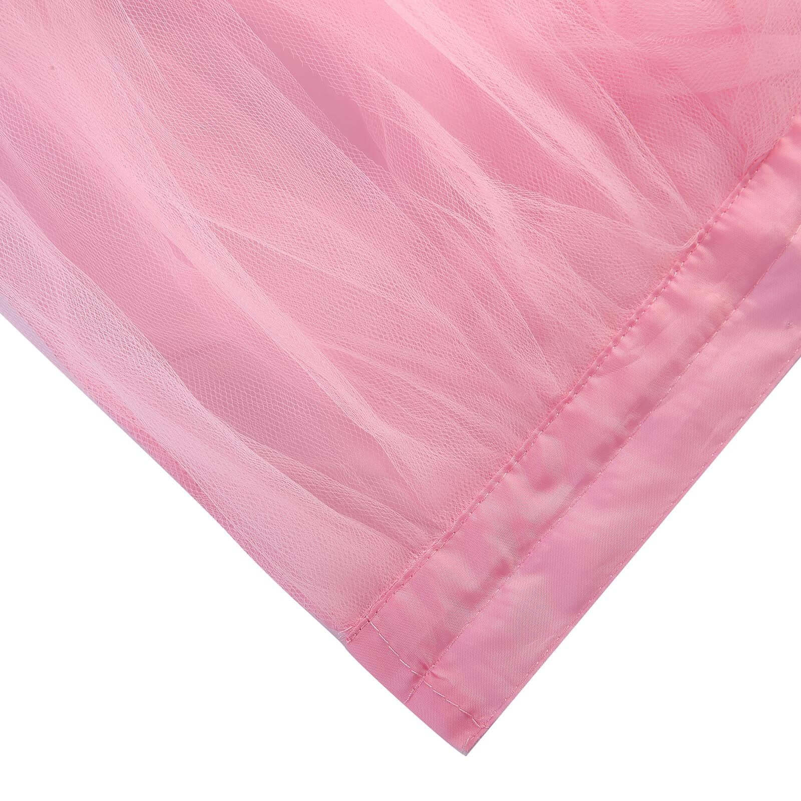 Tulle 17ft Table Skirt Pink/Rose Quartz - 4 Layer Pleated Tutu Table Cover