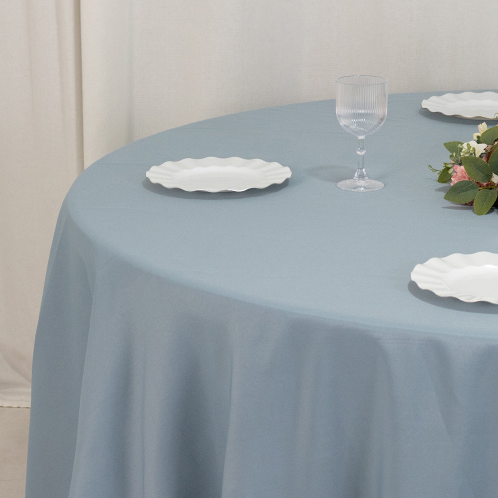 Premium Polyester 120" Round Tablecloth Dusty Blue - Seamless 220GSM Wrinkle-Resistant Table Cover