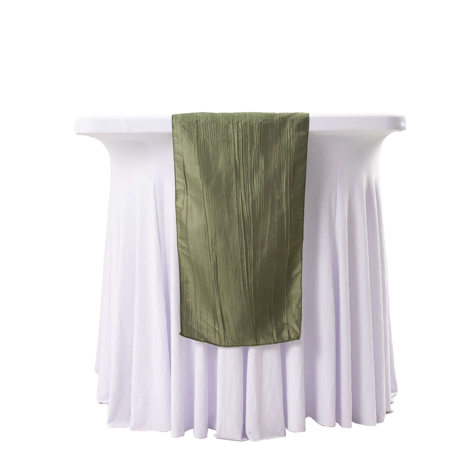 Taffeta 12"x108" Table Runner Dusty Sage Green - Accordion Crinkle Design