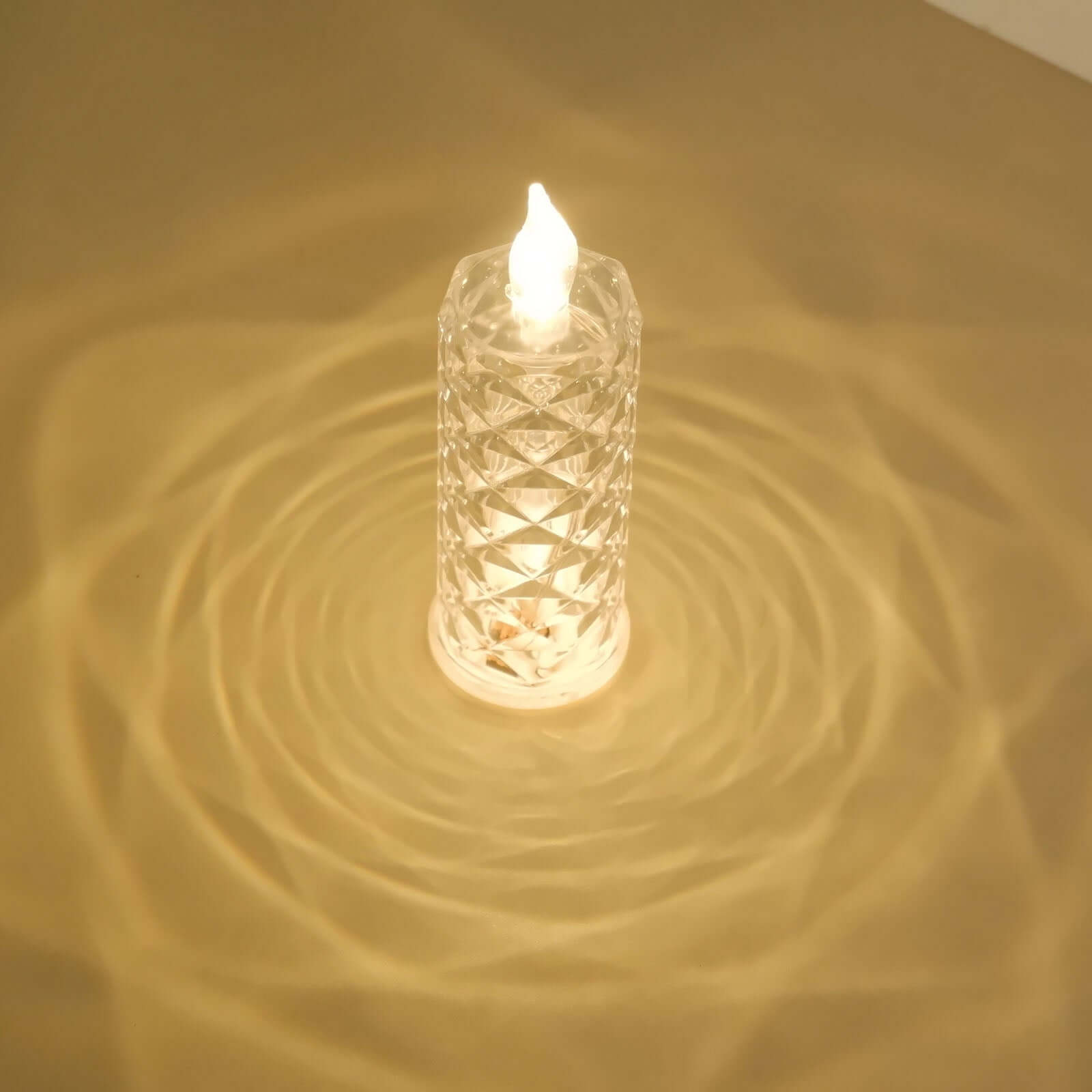 3-Pack LED Flameless Candle Lights Rose Halo Acrylic Diamond Pattern Warm White - Pillar Lamps 6"