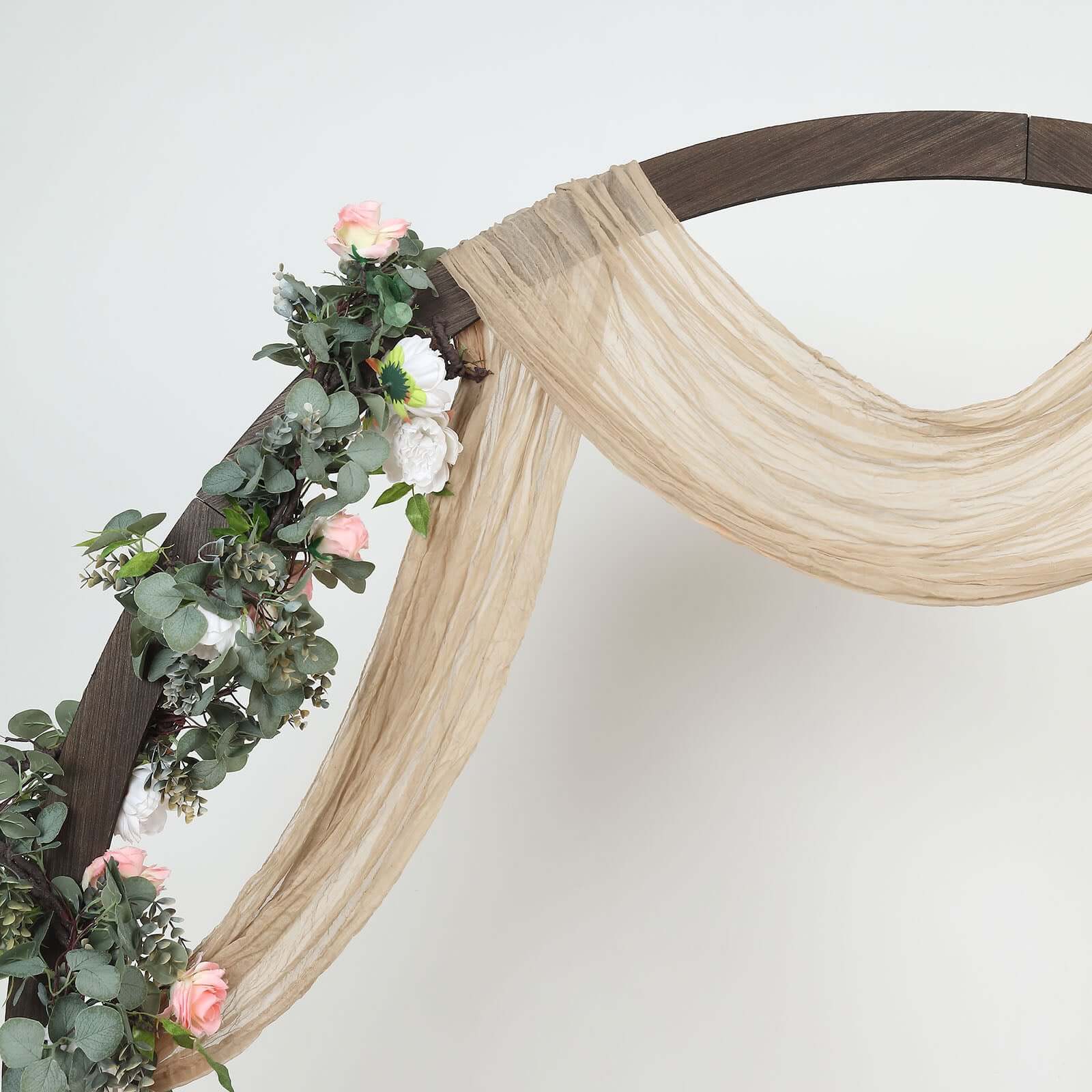 20ft Beige Gauze Cheesecloth Fabric Wedding Arch Drapery, Window Scarf Valance, Boho Decor Arbor Curtain Panel