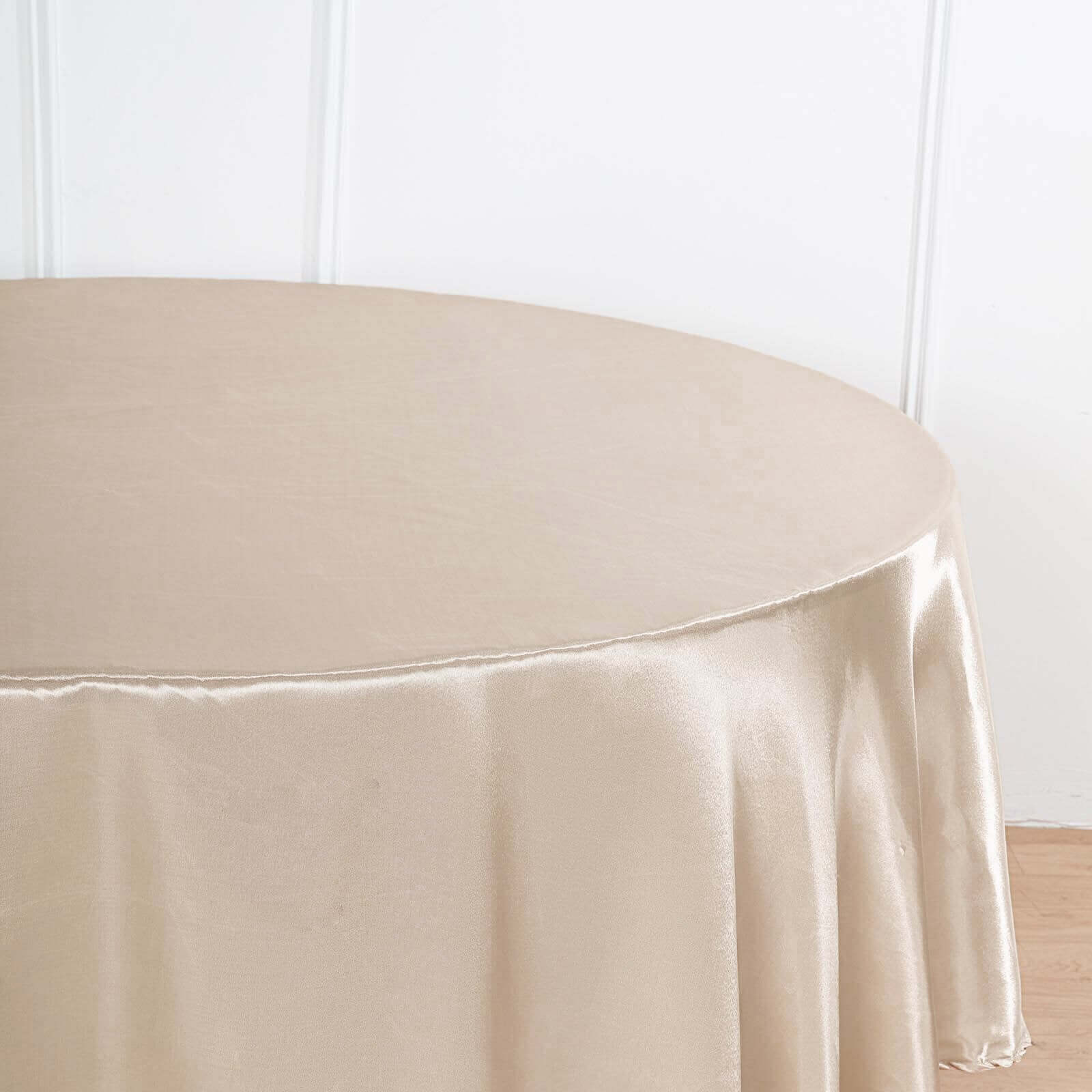 Satin 90" Round Tablecloth Beige - Smooth and Lustrous Table Cover