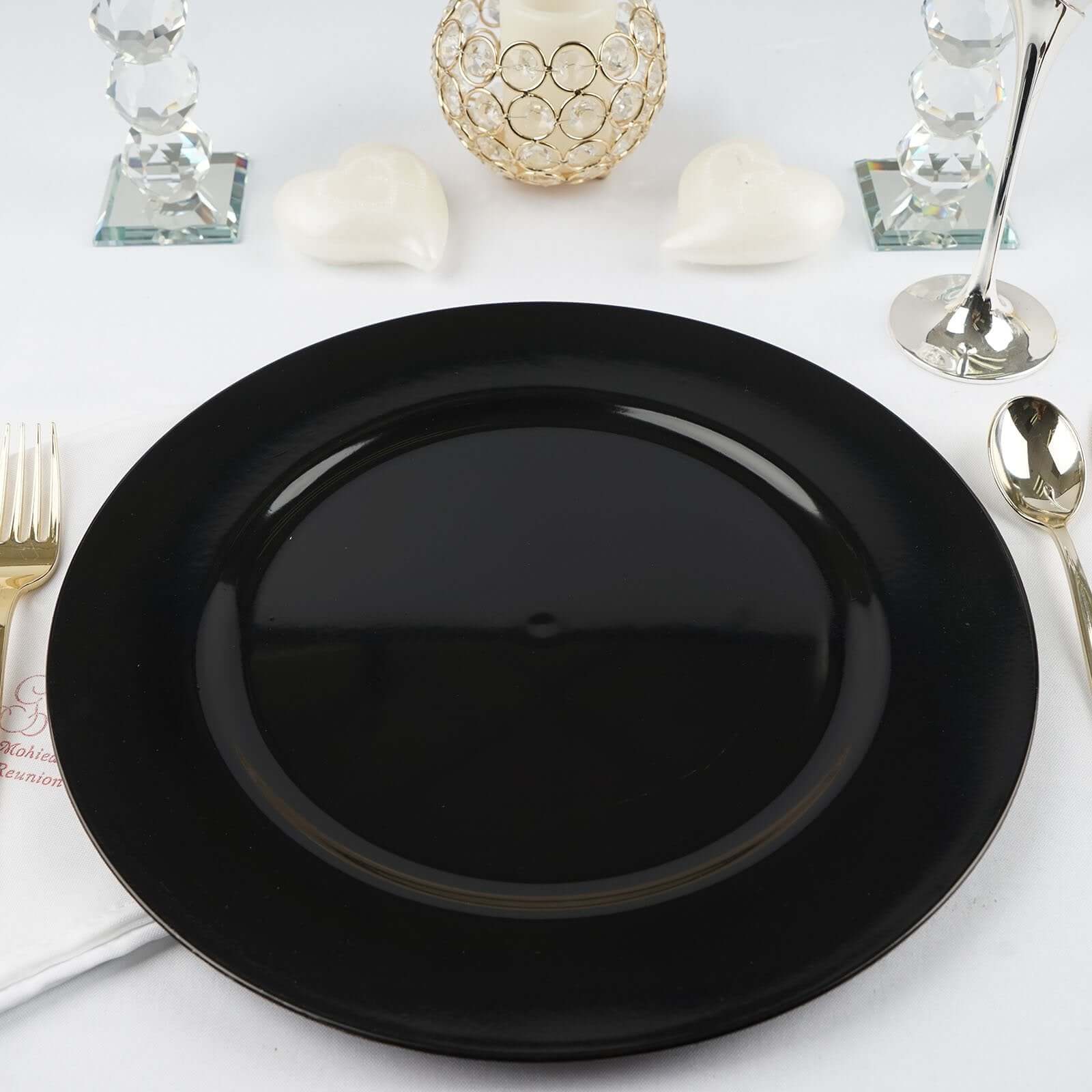 6-Pack Acrylic Round Charger Plates 13" in Black, Dinner Party Decor Charger Tableware