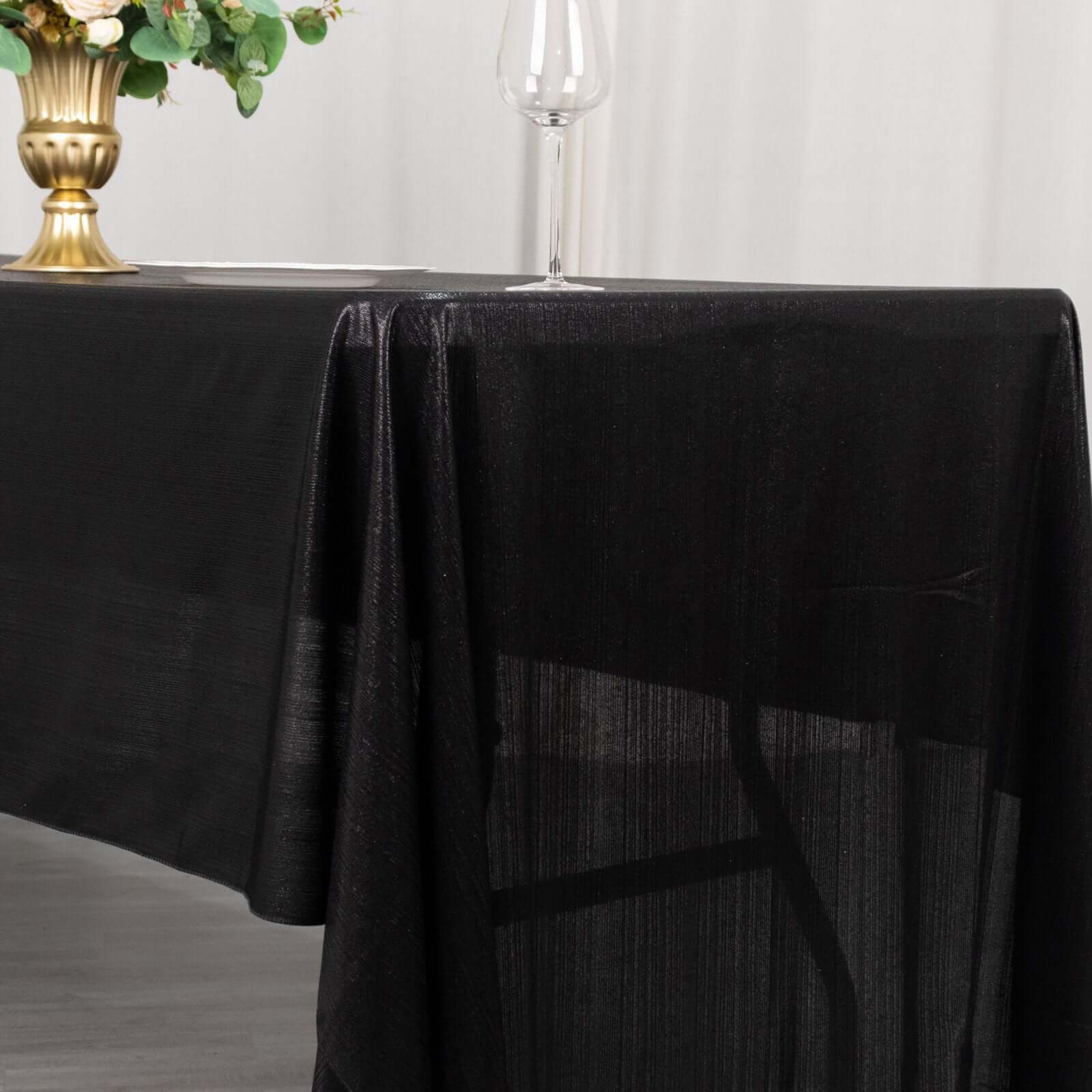 Sequin Dots Polyester 60"x126" Rectangle Tablecloth Shimmering Black - Wrinkle Free & Sparkling Table Cover