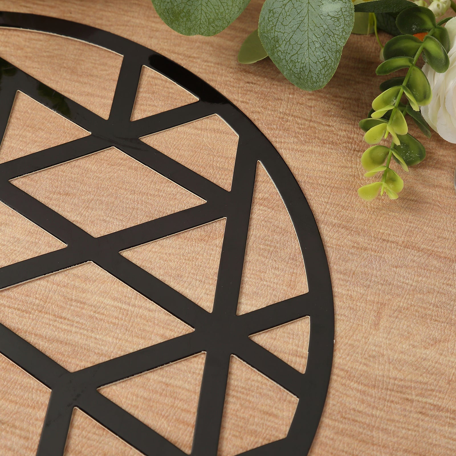 6-Pack Disposable Table Placemats in Black Laser Cut Geometric Triangle Design - 700GSM Cardboard Placemats for Glamorous Table Settings 13"