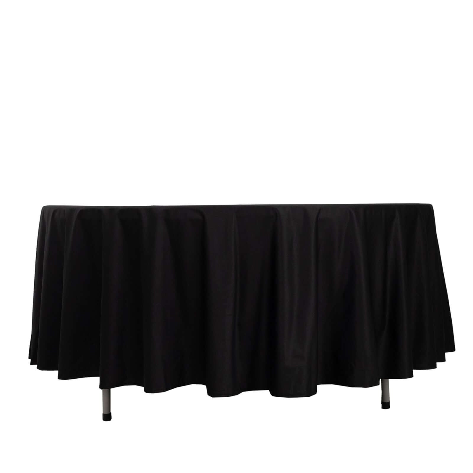 Scuba Round 108" Tablecloth Black - Wrinkle Free & Stain Resistant Table Cover for Exquisite Events