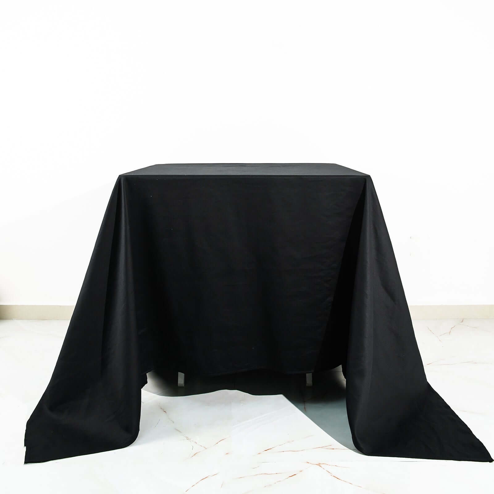 100% Cotton 90"x90" Square Tablecloth Black Linen - Soft & Breathable Fabric Table Cover