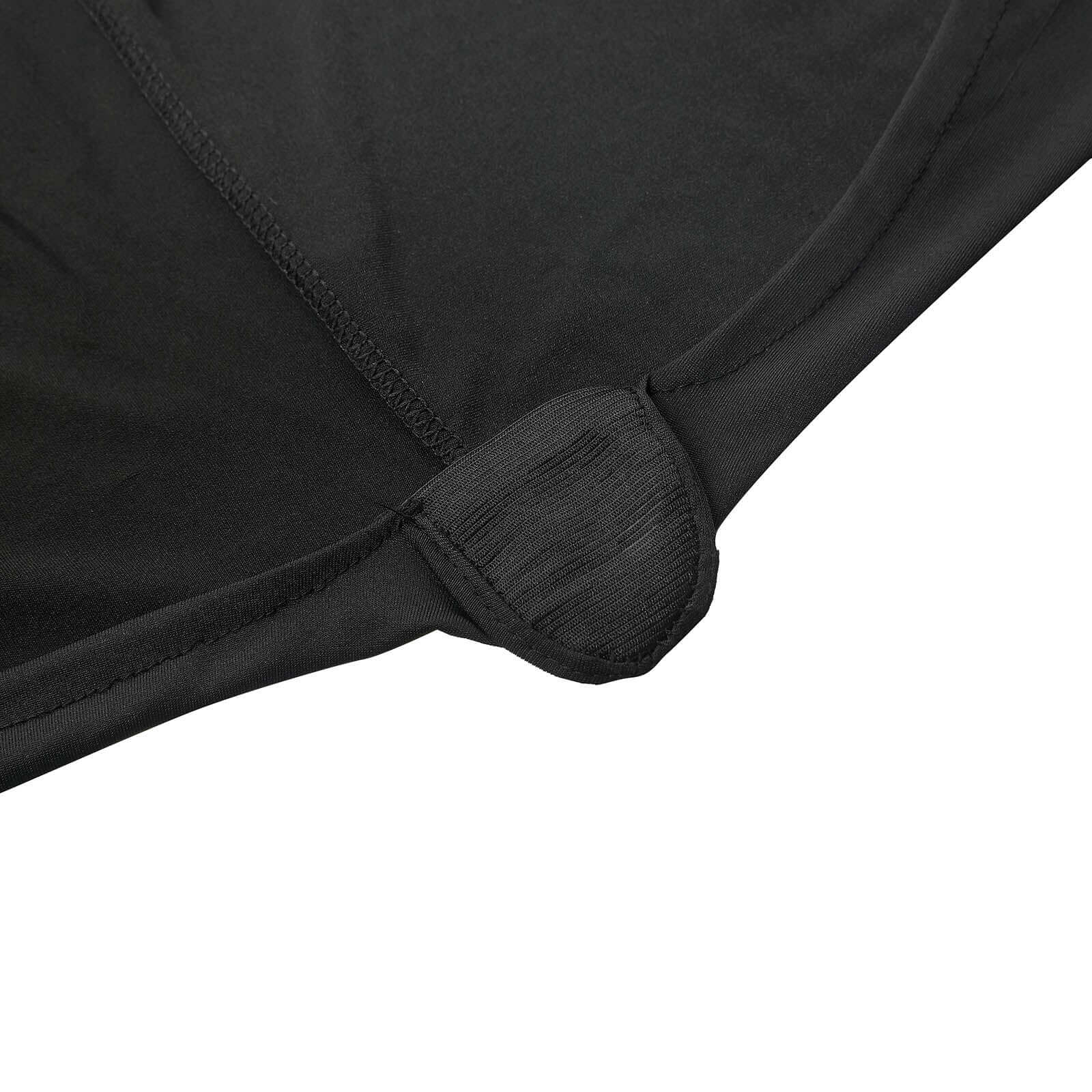 Stretch Spandex 72"x30" Rectangular Table Cover Black with Curved Open Back Design Tailored Professional Look