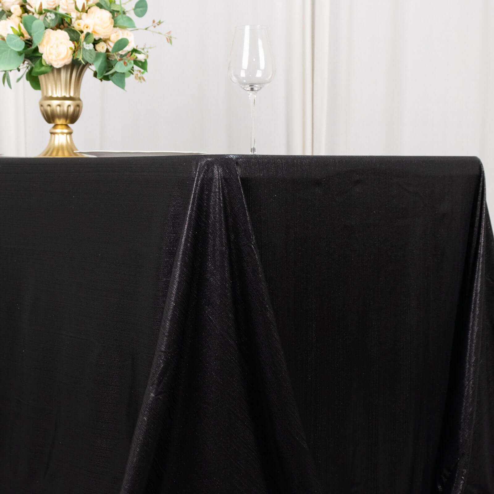 Sequin Dots Polyester 90"x132" Rectangle Tablecloth Shimmering Black - Seamless, Glittering & Wrinkle Free Table Cover