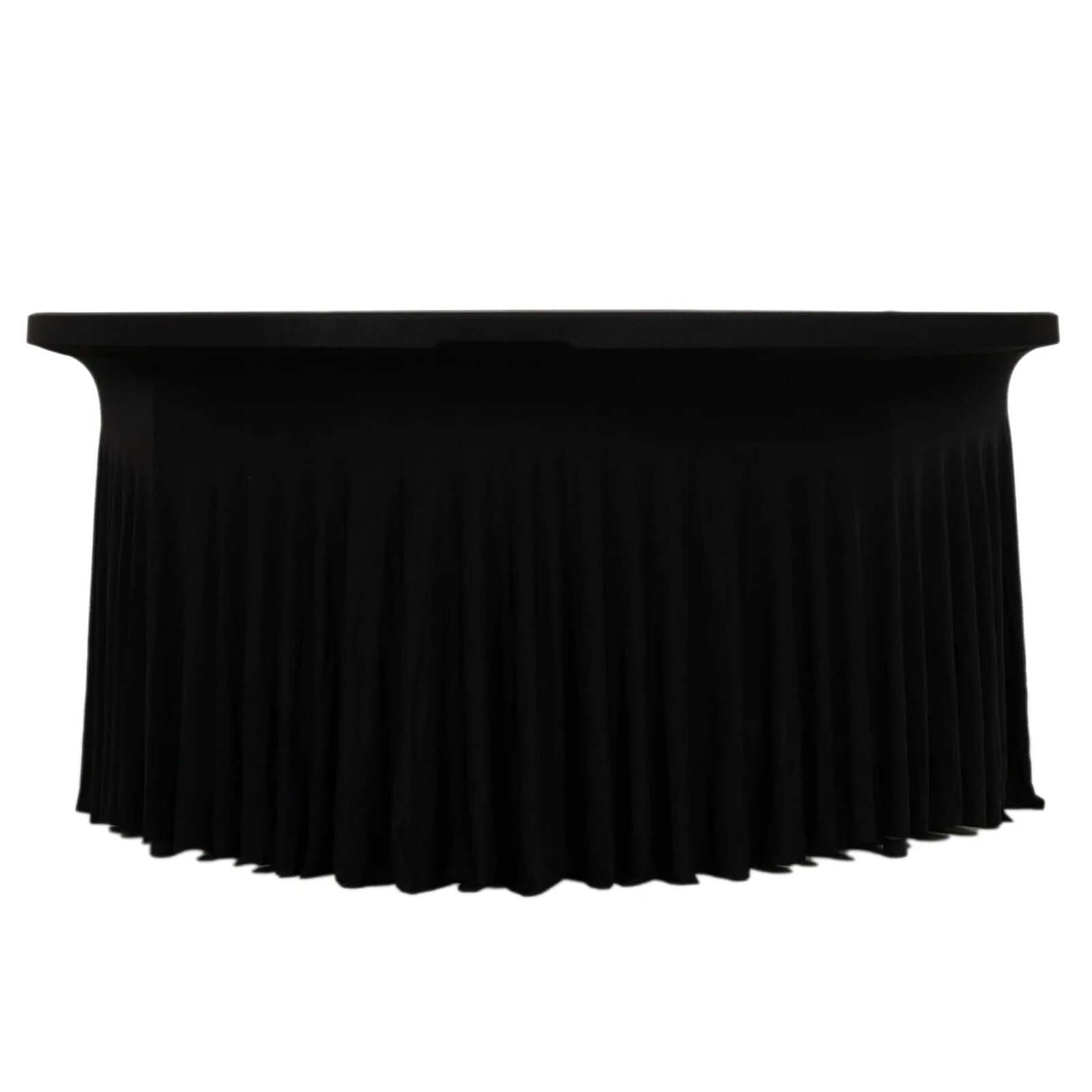 Spandex Round 5ft Table Skirt Black with Wavy Skirt-Like Effect Stylish Table Cover