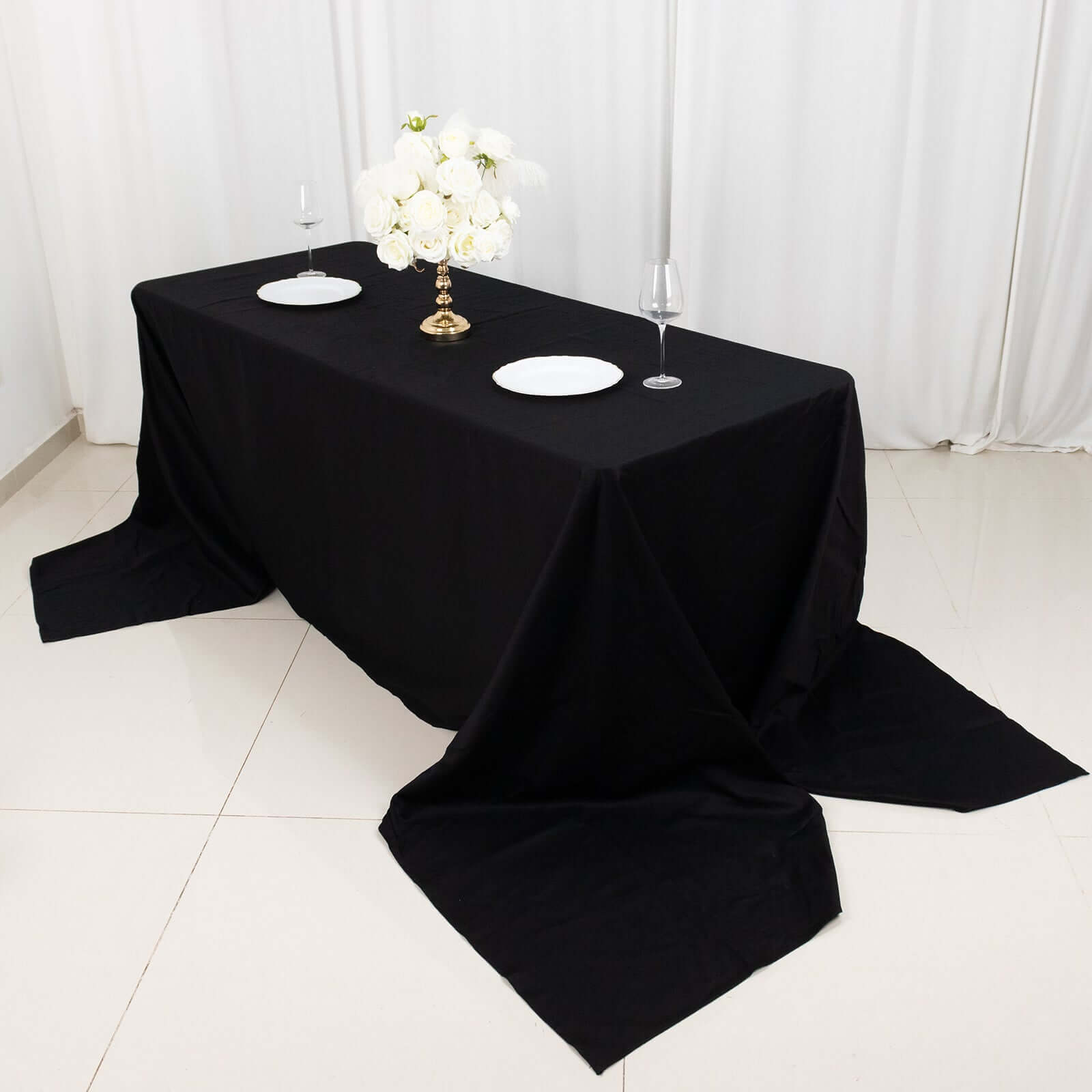 100% Cotton 90"x156" Rectangle Tablecloth Black Linen - Seamless, Soft & Breathable Table Cover