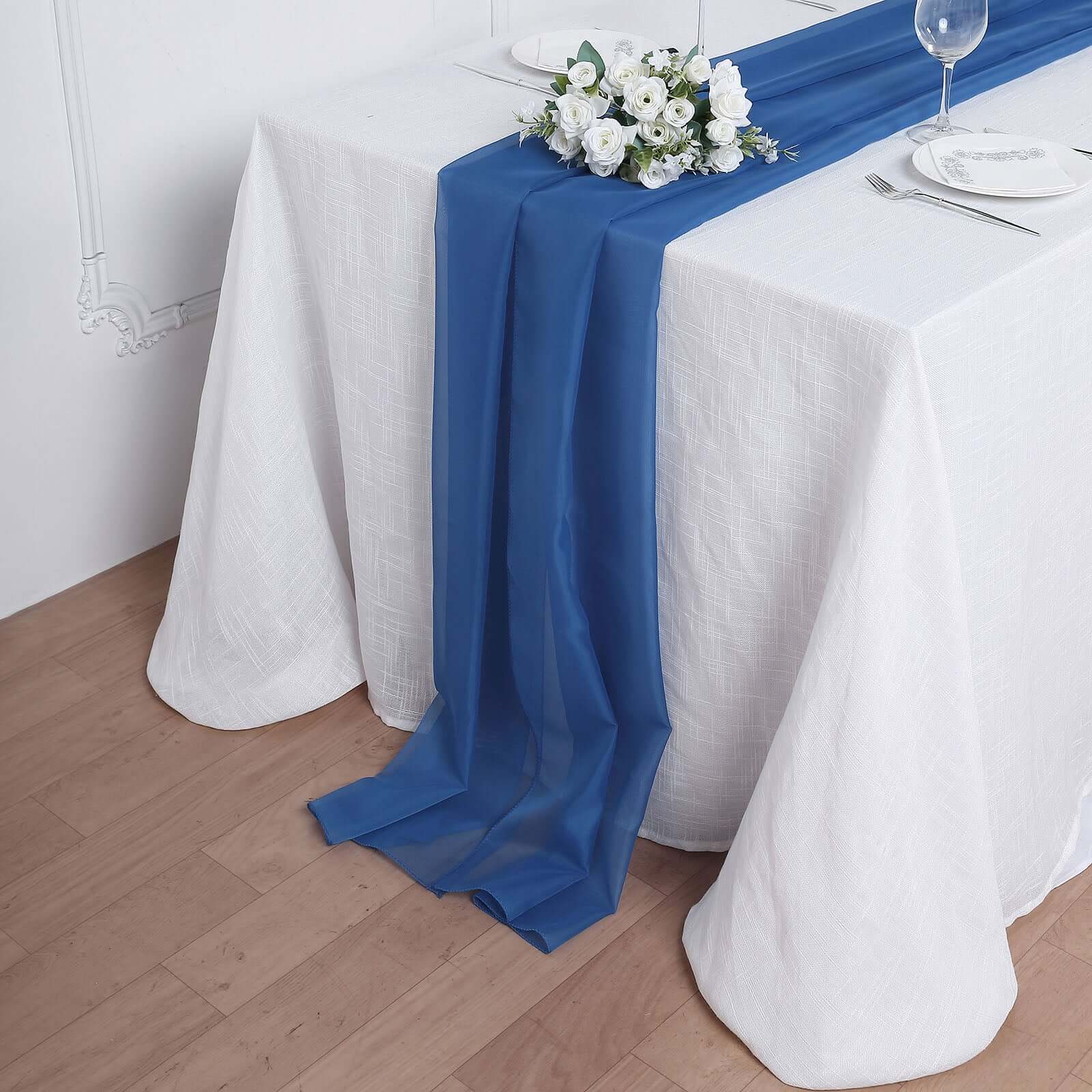 Chiffon 6ft Table Runner Royal Blue - Flowy & Lightweight Table Decor