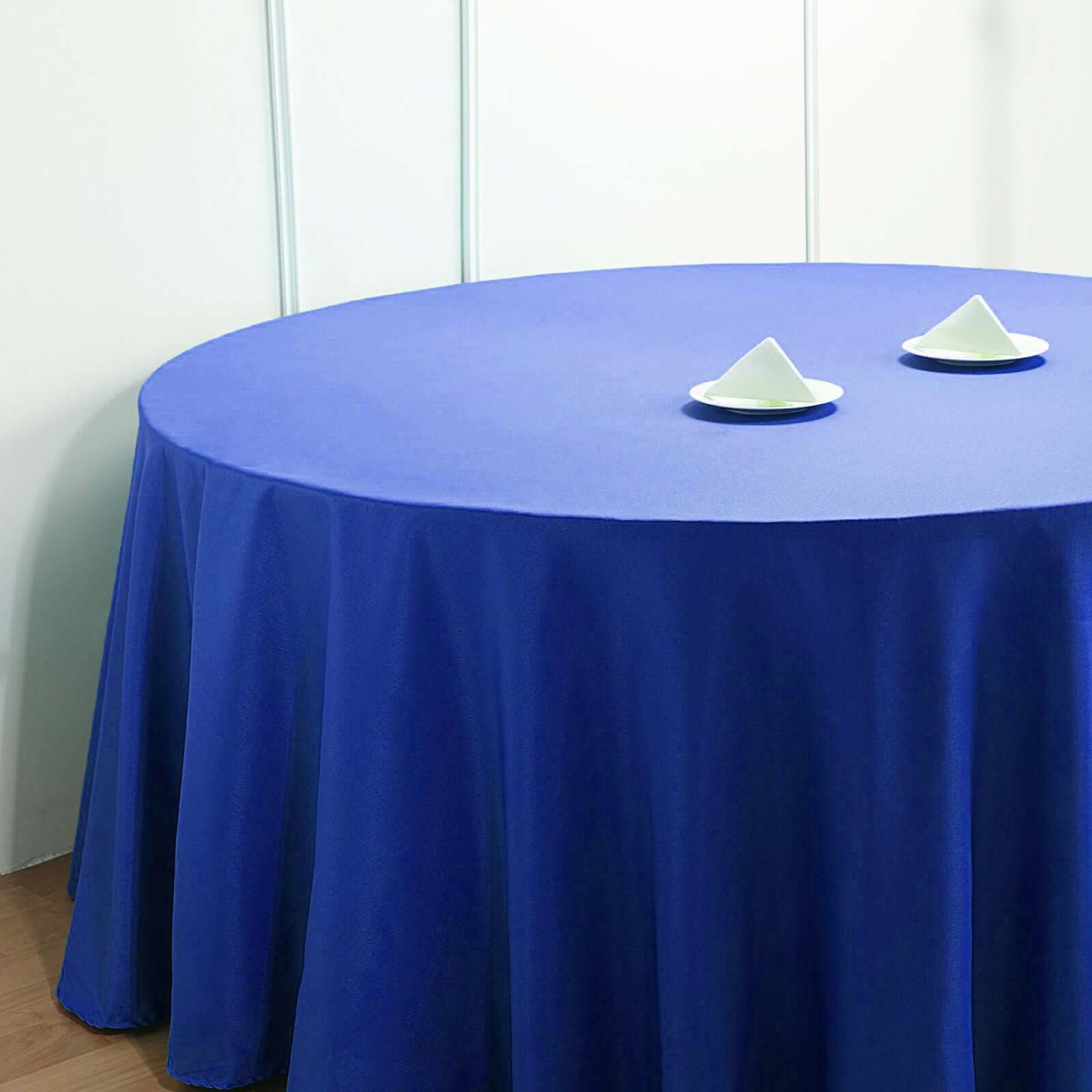 Polyester 132" Round Tablecloth Royal Blue - Seamless Chic Table Cover