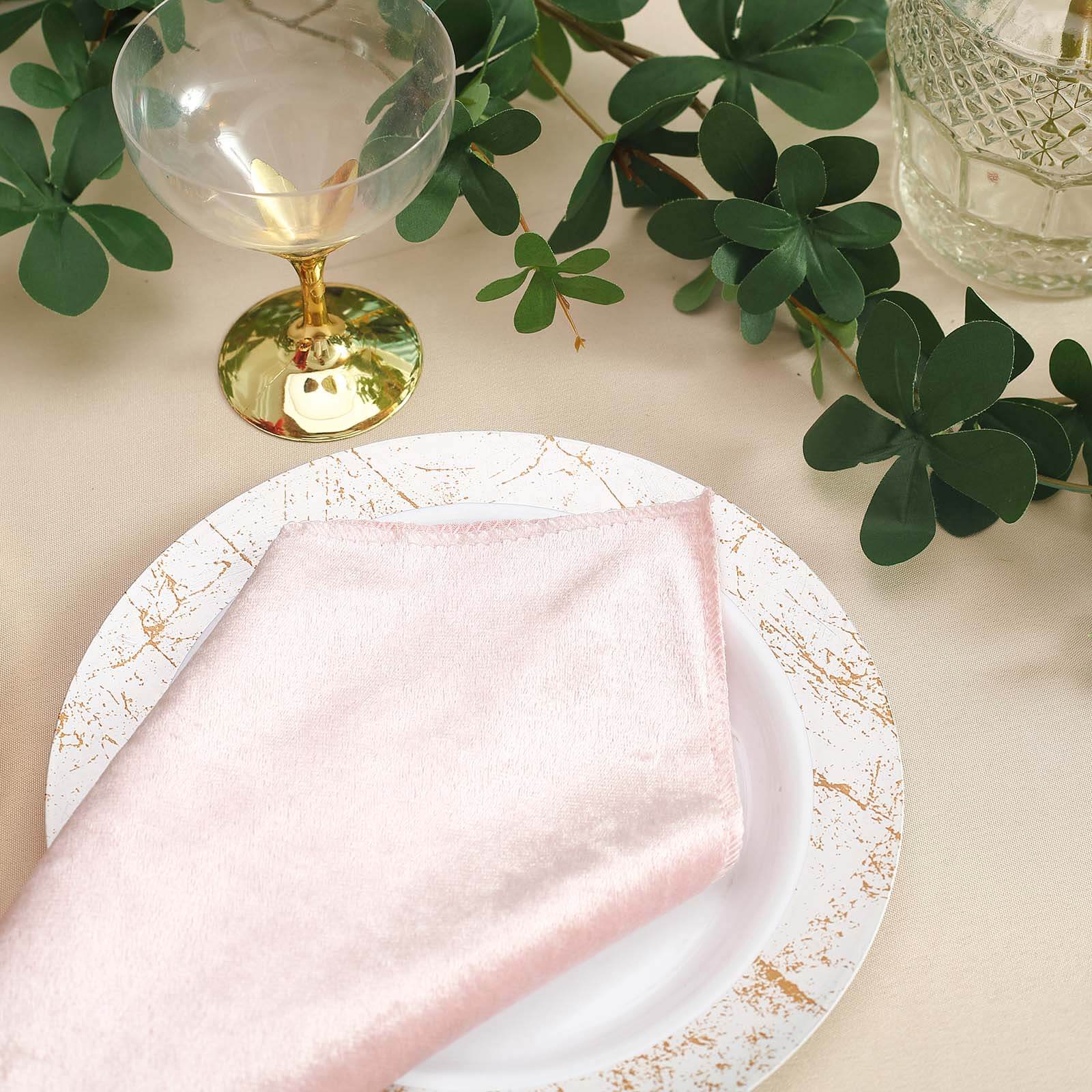 5 Pack Premium Velvet 20"x20" Napkins Blush - Soft Sheen Finish Cloth Napkins