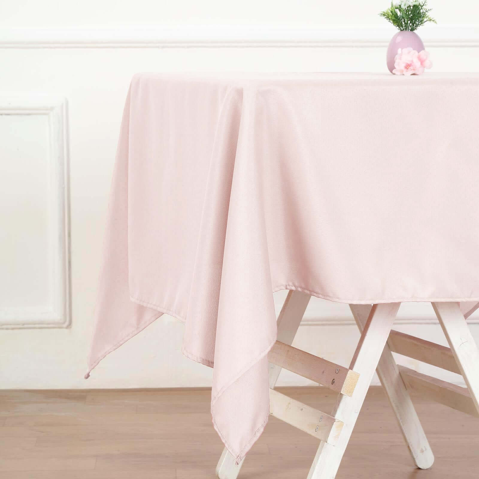 Polyester 54"x54" Table Overlay Square Tablecloth Blush - Wrinkle-Resistant & Durable Table Cover