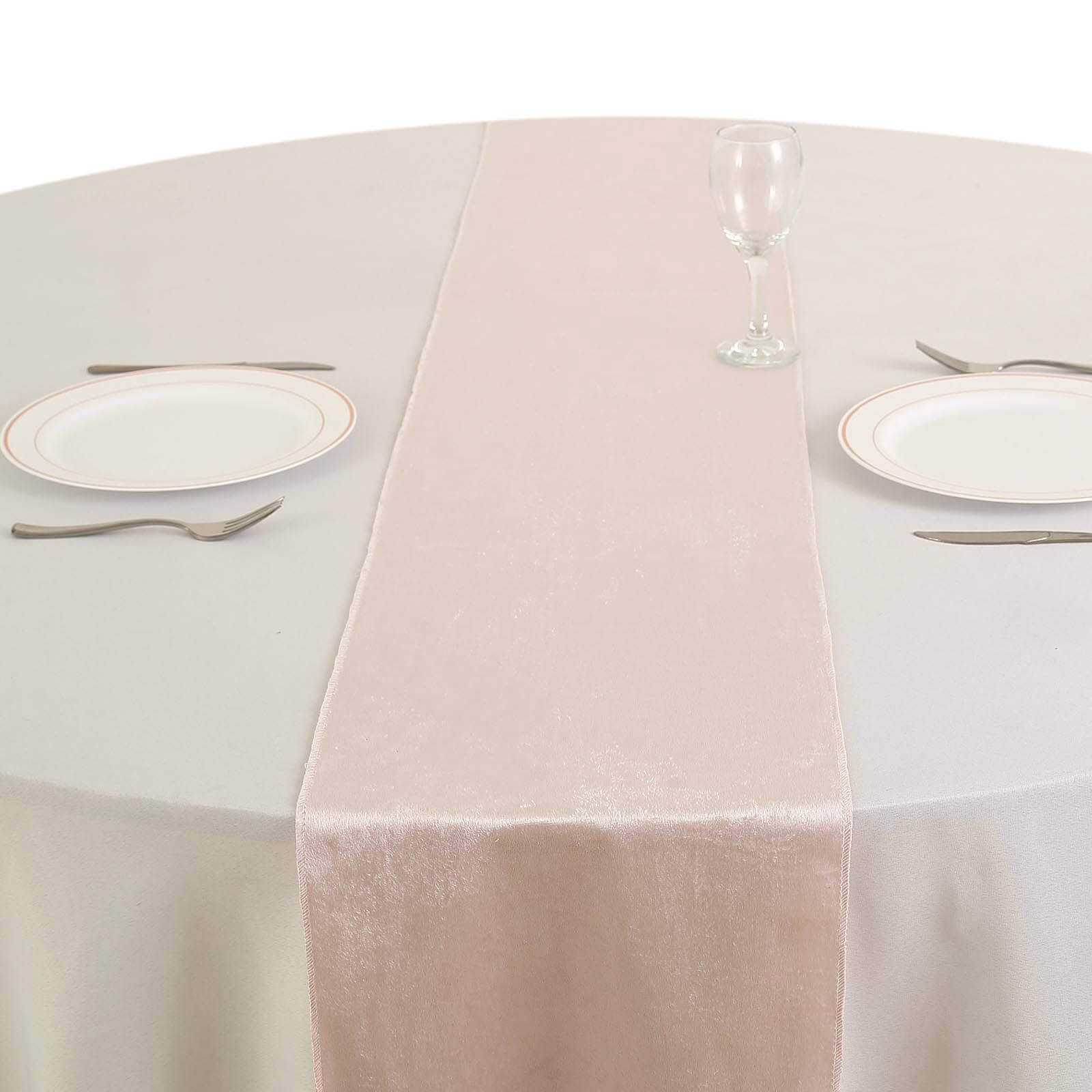 Premium Velvet 12"x108" Table Runner Blush - Sheen Finish Reusable Table Decor
