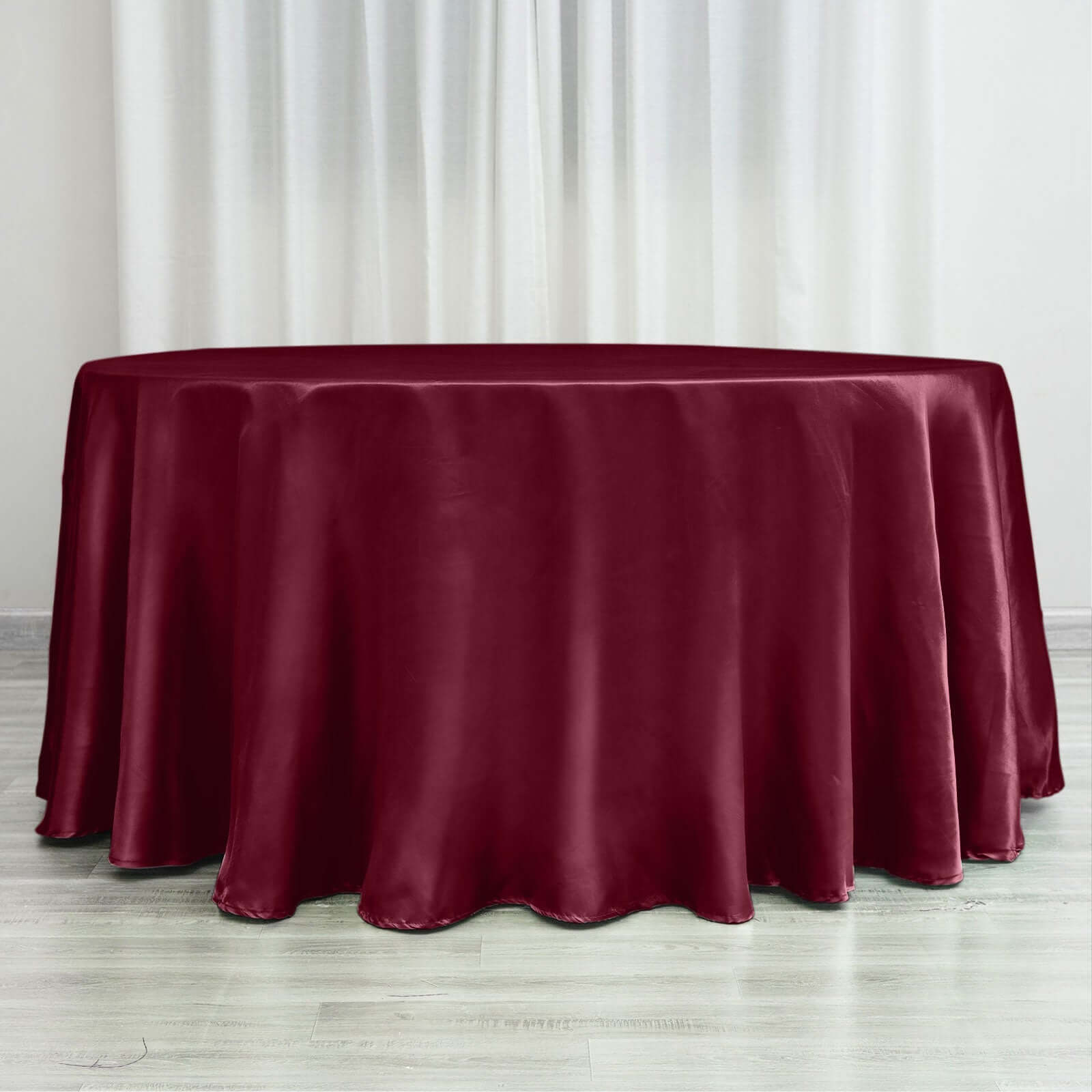 Satin 120" Round Tablecloth Burgundy - Stylish Seamless Table Cover