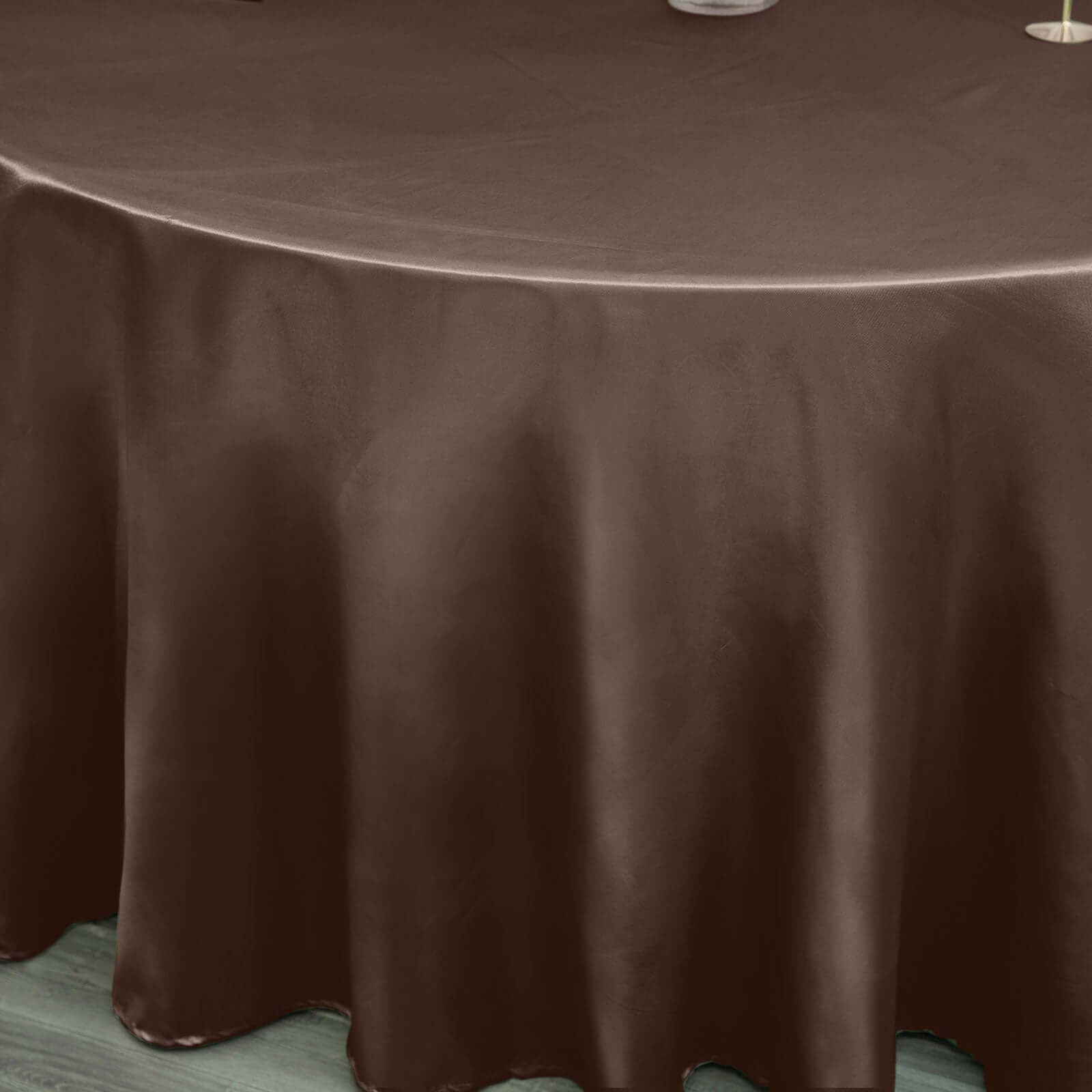 Satin 120" Round Tablecloth Chocolate - Stylish Seamless Table Cover